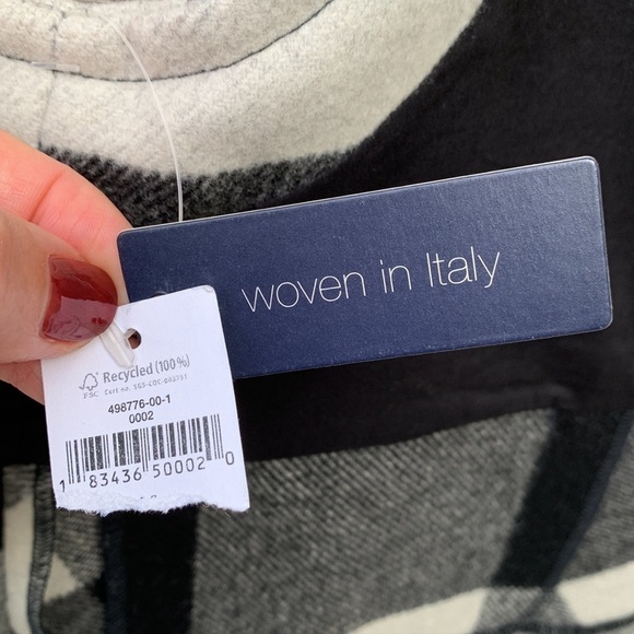 Gap Wool Blend Buffalo Plaid Drape Front Vest - Black/Off White - Picture 11 of 14